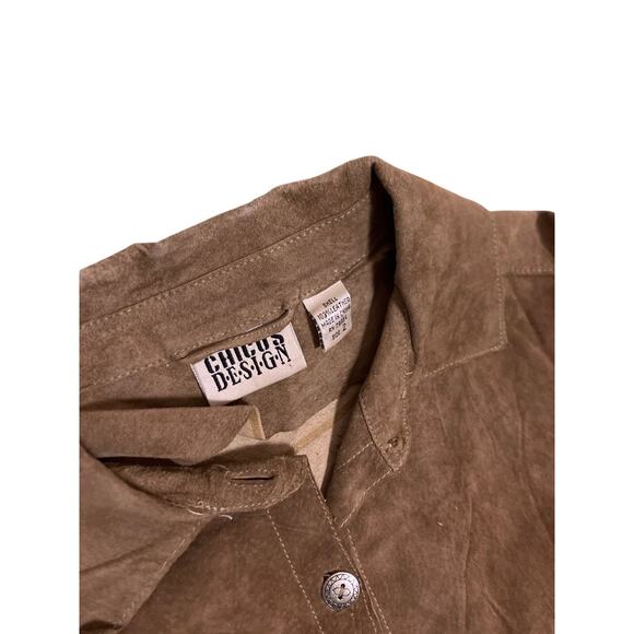 Chico’s Women’s Small Genuine Suede Leather Shirt Jacket Boho Western Shacket - Picture 2 of 5